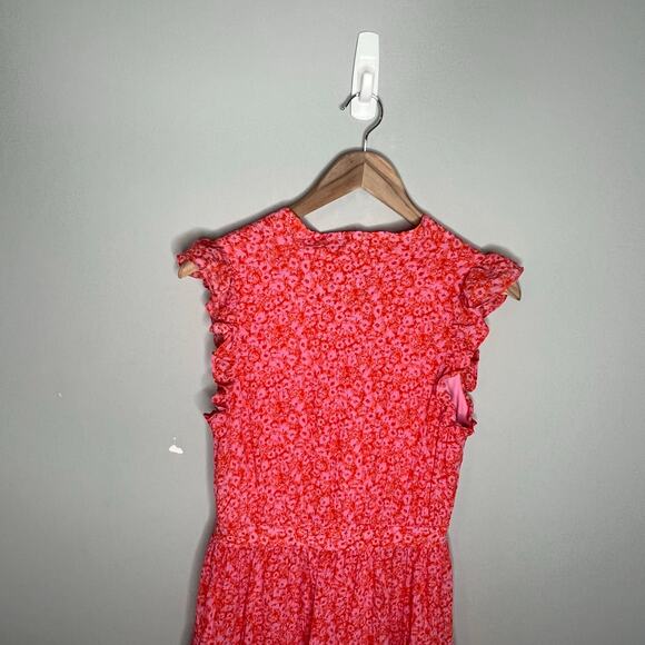Rachel Zoe Floral Flutter Sleeve A-Line Dress in Pink and Orange Size 8 - Picture 11 of 16